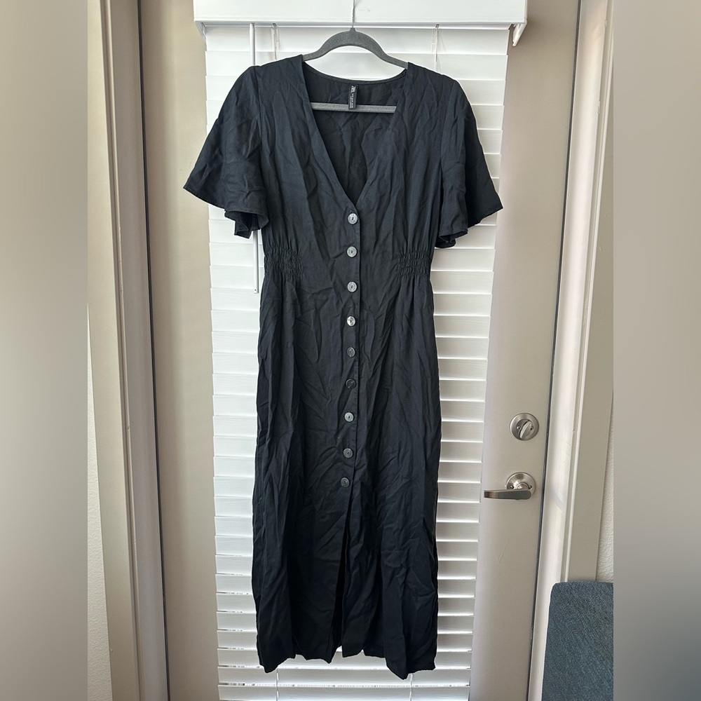 Zara Black Button-down Maxi Dress